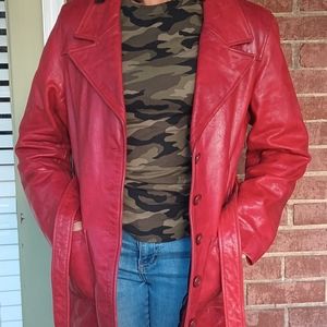 Red leather coat